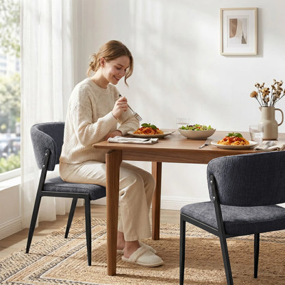 Artiss Dining Chairs Set of 2 Linen Fabric Soft Upholstered Chairs Charcoal - Image 9