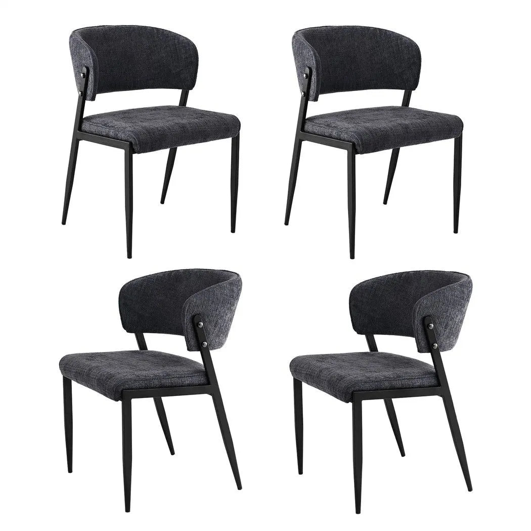 Artiss Dining Chairs Set of 4 Linen Fabric Soft Upholstered Chairs Charcoal