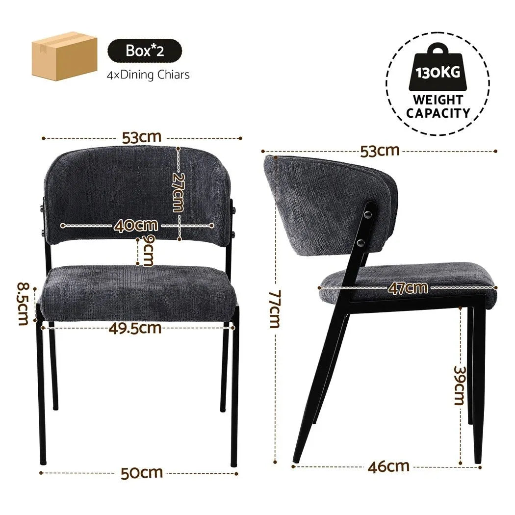 Artiss Dining Chairs Set of 4 Linen Fabric Soft Upholstered Chairs Charcoal - Image 2