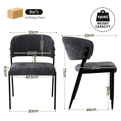 Artiss Dining Chairs Set of 4 Linen Fabric Soft Upholstered Chairs Charcoal - Image 2