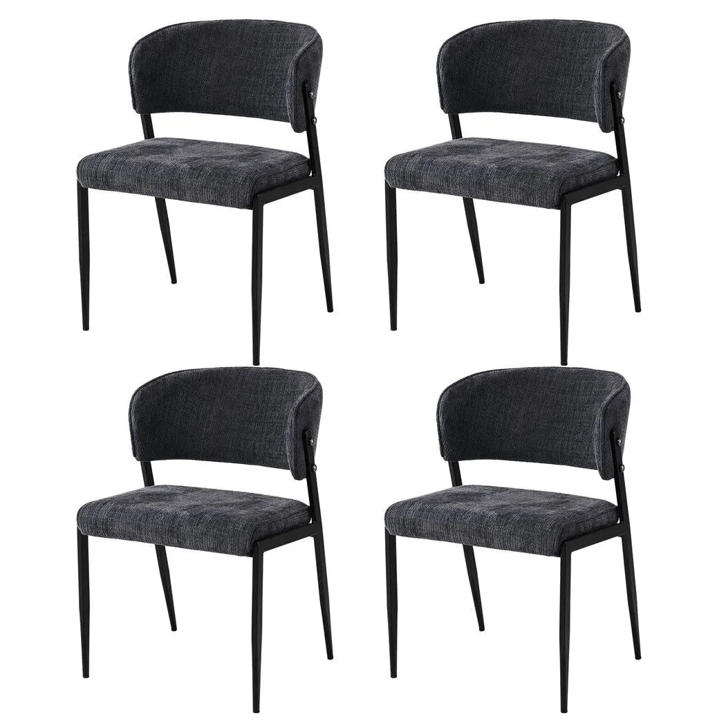 Artiss Dining Chairs Set of 4 Linen Fabric Soft Upholstered Chairs Charcoal - Image 3