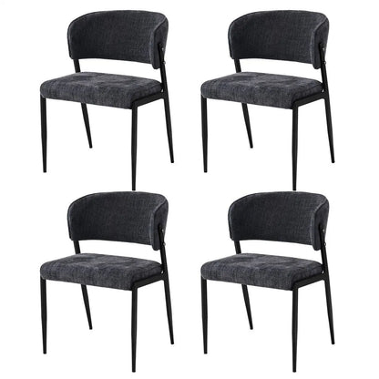 Artiss Dining Chairs Set of 4 Linen Fabric Soft Upholstered Chairs Charcoal - Image 3