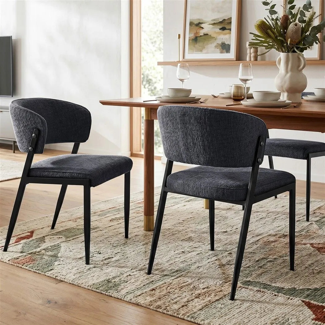 Artiss Dining Chairs Set of 4 Linen Fabric Soft Upholstered Chairs Charcoal - Image 4
