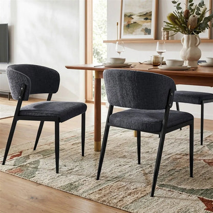 Artiss Dining Chairs Set of 4 Linen Fabric Soft Upholstered Chairs Charcoal - Image 4