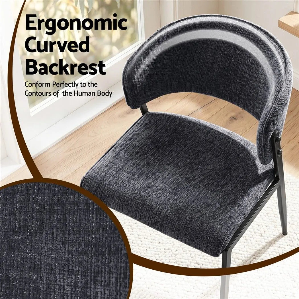 Artiss Dining Chairs Set of 4 Linen Fabric Soft Upholstered Chairs Charcoal - Image 5