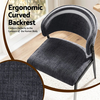 Artiss Dining Chairs Set of 4 Linen Fabric Soft Upholstered Chairs Charcoal - Image 5