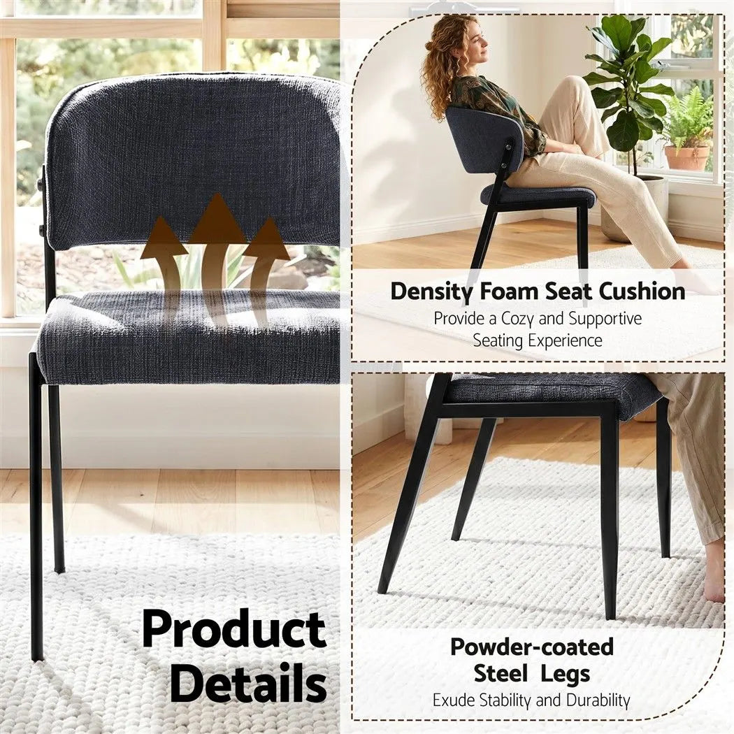 Artiss Dining Chairs Set of 4 Linen Fabric Soft Upholstered Chairs Charcoal - Image 6