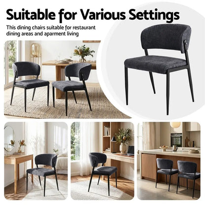 Artiss Dining Chairs Set of 4 Linen Fabric Soft Upholstered Chairs Charcoal - Image 8