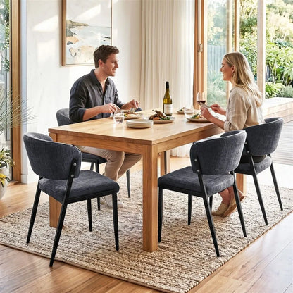 Artiss Dining Chairs Set of 4 Linen Fabric Soft Upholstered Chairs Charcoal - Image 9