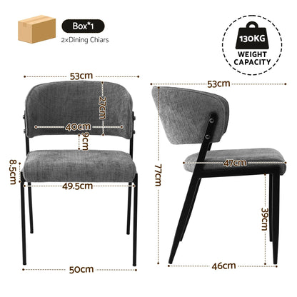 Artiss Dining Chairs Set of 2 Linen Fabric Soft Upholstered Chairs Grey - Image 2