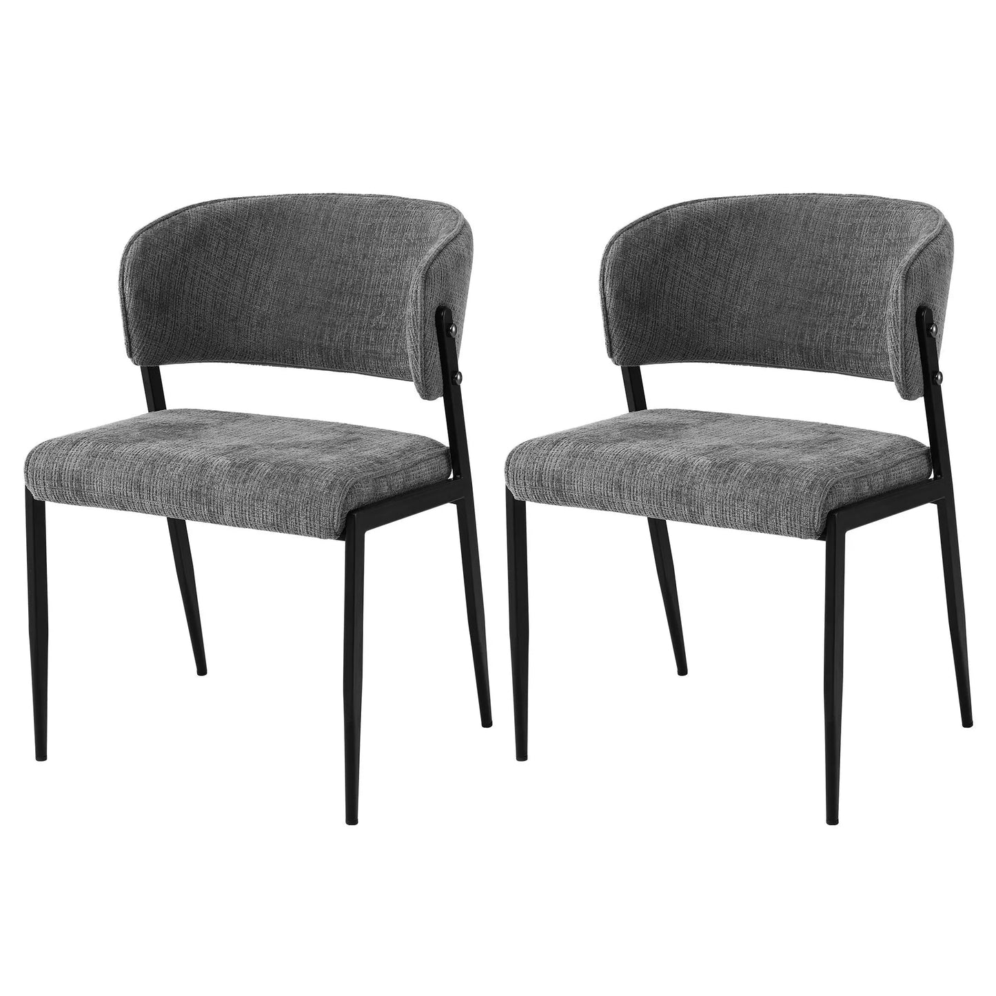 Artiss Dining Chairs Set of 2 Linen Fabric Soft Upholstered Chairs Grey - Image 3