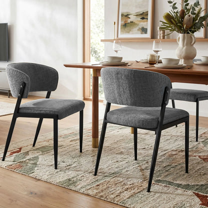 Artiss Dining Chairs Set of 2 Linen Fabric Soft Upholstered Chairs Grey - Image 4