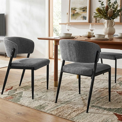 Artiss Dining Chairs Set of 4 Linen Fabric Soft Upholstered Chairs Grey - Image 4