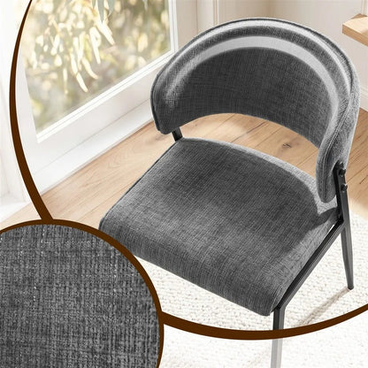Artiss Dining Chairs Set of 4 Linen Fabric Soft Upholstered Chairs Grey - Image 5