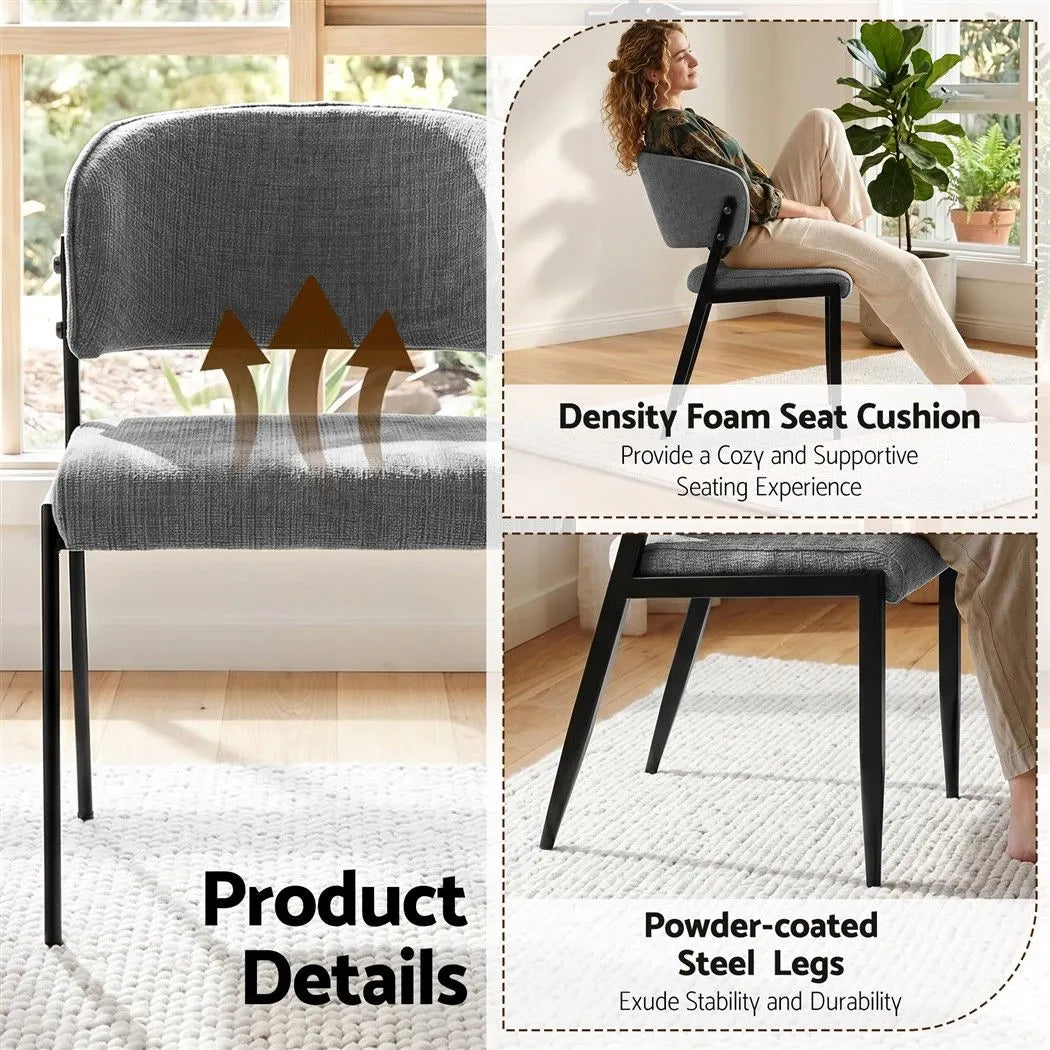 Artiss Dining Chairs Set of 4 Linen Fabric Soft Upholstered Chairs Grey - Image 6