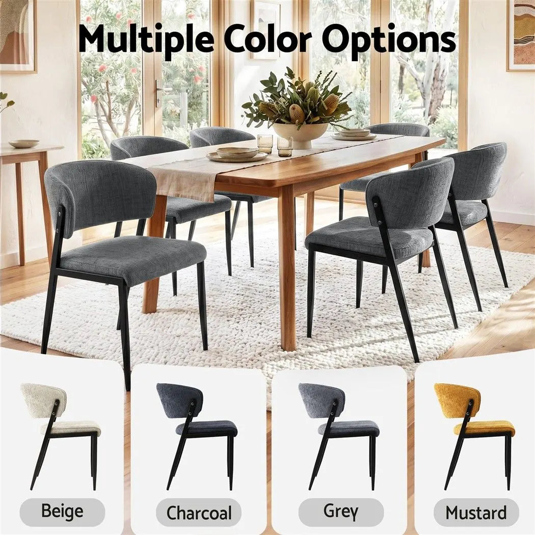 Artiss Dining Chairs Set of 4 Linen Fabric Soft Upholstered Chairs Grey - Image 7