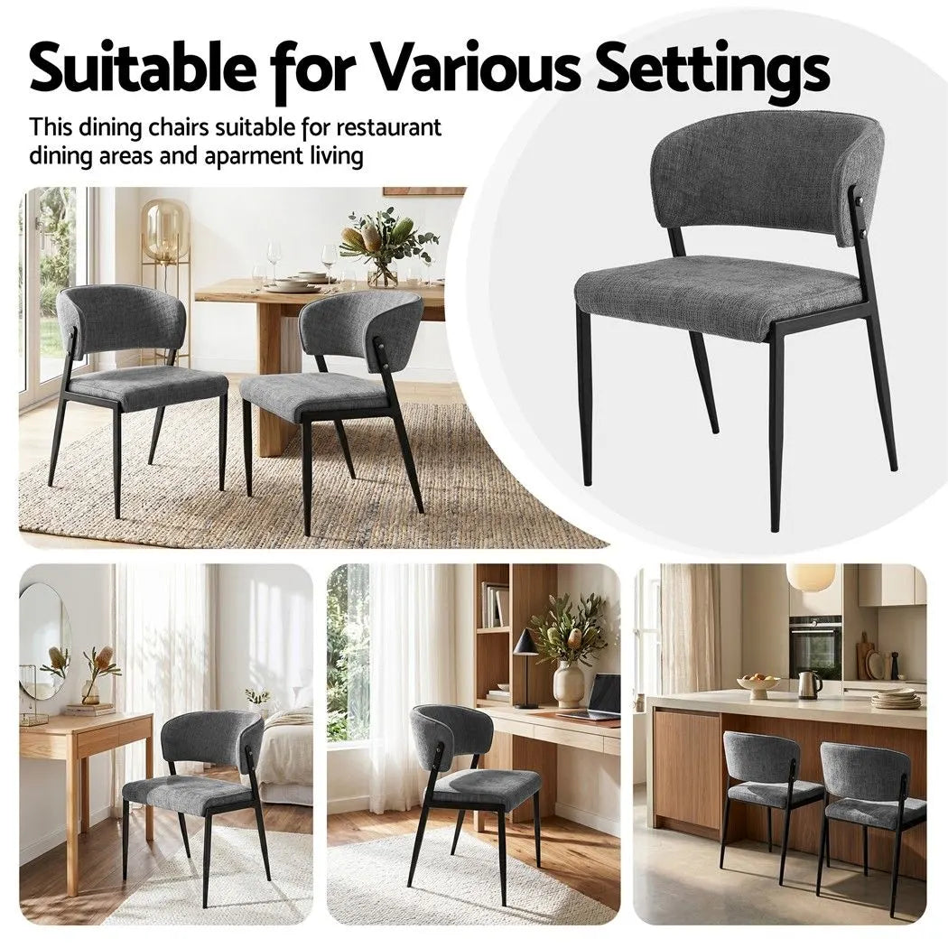 Artiss Dining Chairs Set of 4 Linen Fabric Soft Upholstered Chairs Grey - Image 8