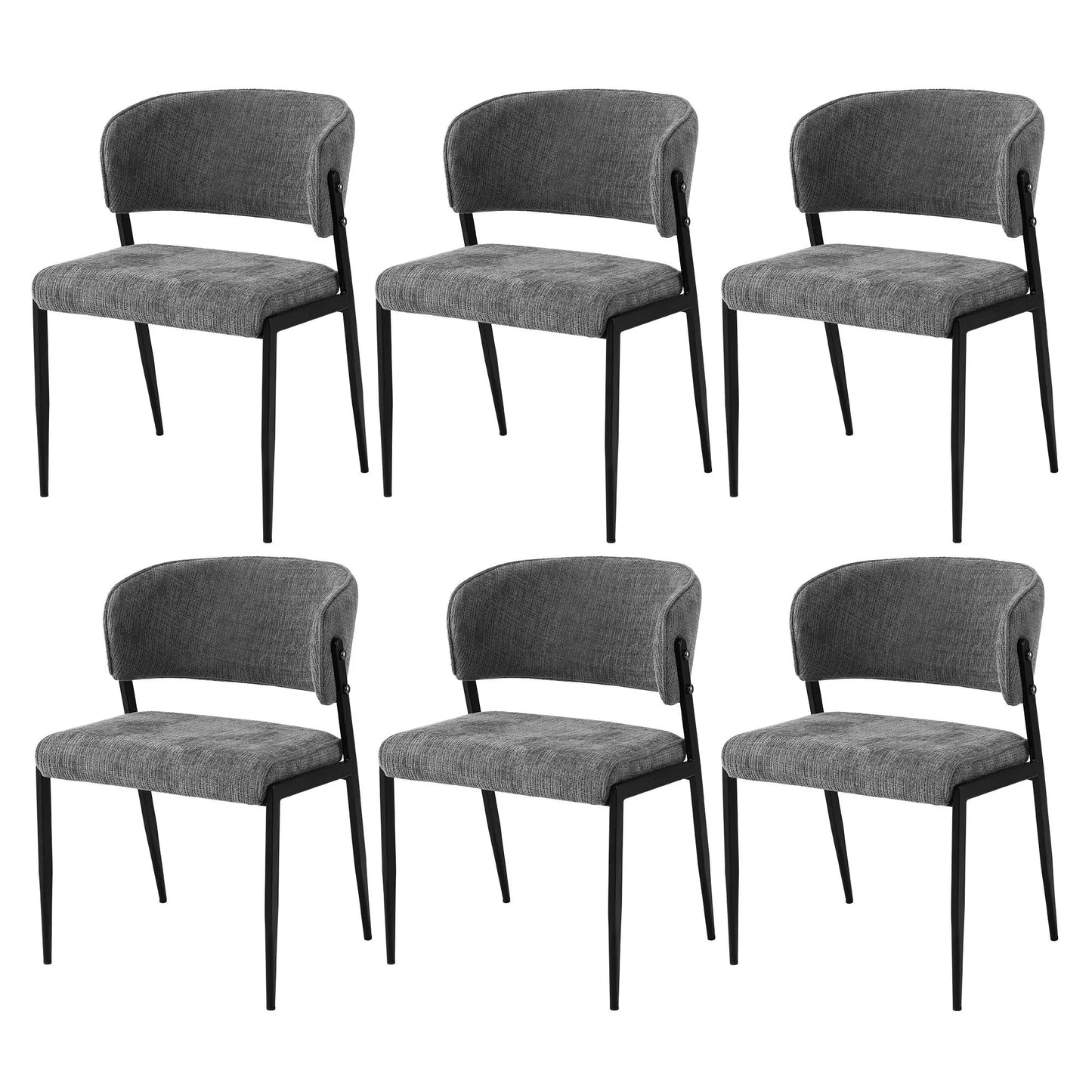 Artiss Dining Chairs Set of 6 Linen Fabric Soft Upholstered Chairs Grey - Image 3