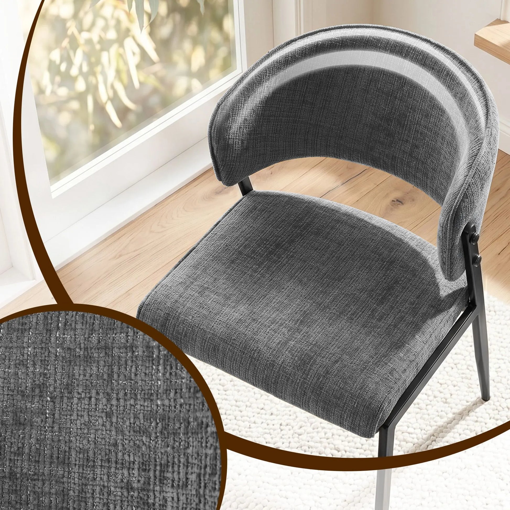 Artiss Dining Chairs Set of 6 Linen Fabric Soft Upholstered Chairs Grey - Image 5