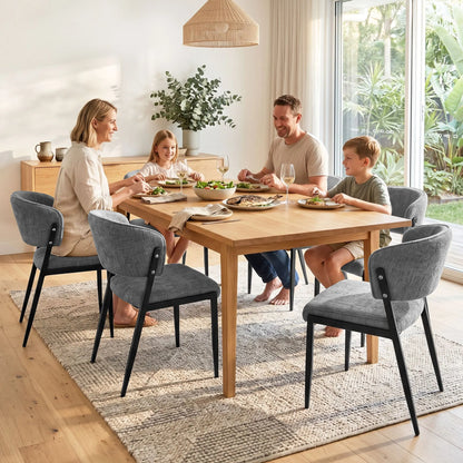Artiss Dining Chairs Set of 6 Linen Fabric Soft Upholstered Chairs Grey - Image 9