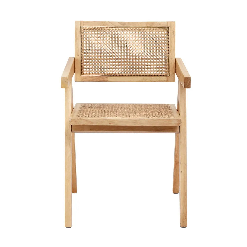 Artiss 1x Dining Chair Wooden Rattan Seat Rubber Wood Frame - Image 3