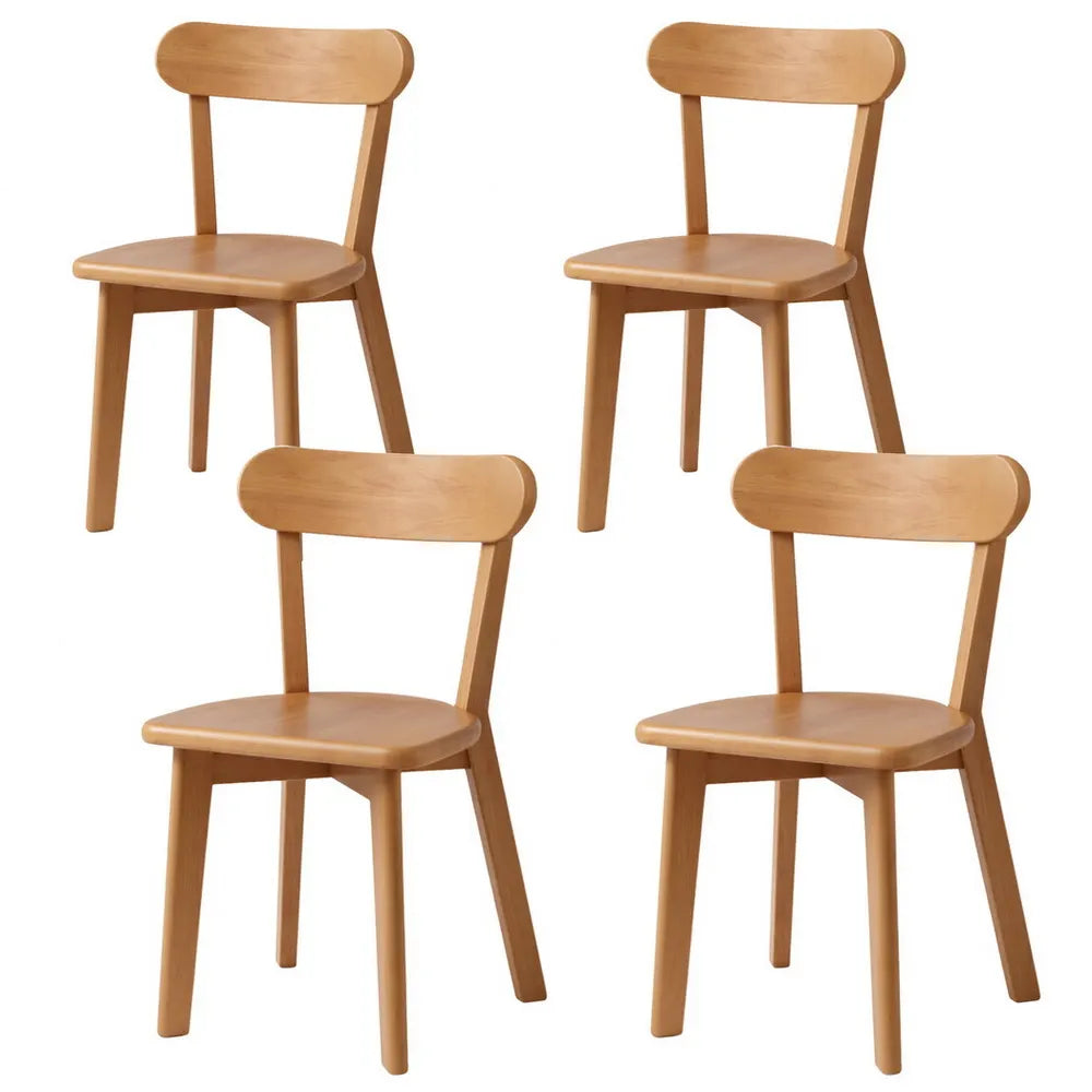 Artiss 4x Dining Chairs Wooden Kitchen Accent Chair Cafe Lounge Rubber Wood - Image 3