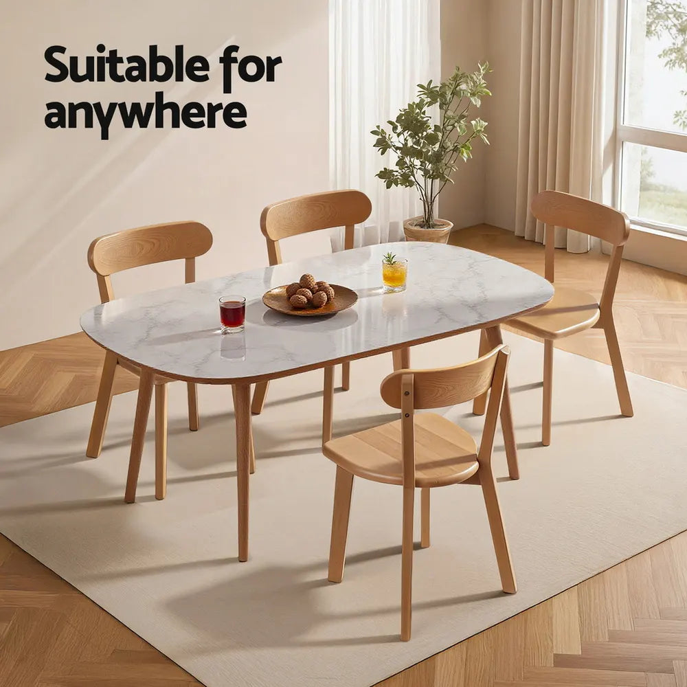 Artiss 4x Dining Chairs Wooden Kitchen Accent Chair Cafe Lounge Rubber Wood - Image 5