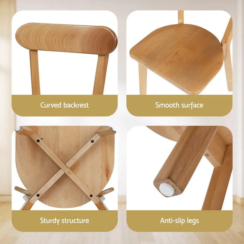 Artiss 4x Dining Chairs Wooden Kitchen Accent Chair Cafe Lounge Rubber Wood - Image 6