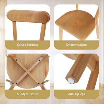 Artiss 4x Dining Chairs Wooden Kitchen Accent Chair Cafe Lounge Rubber Wood - Image 6