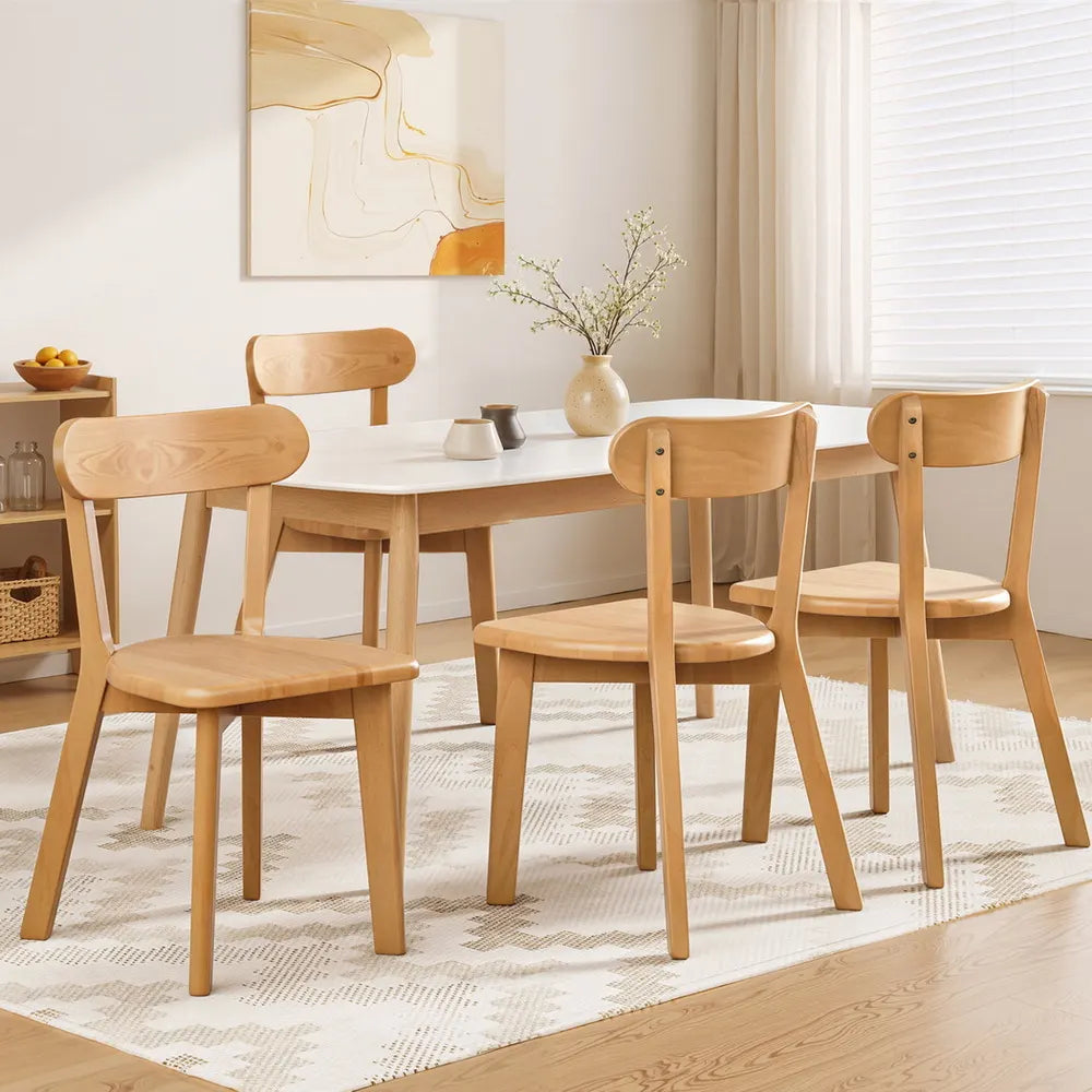 Artiss 4x Dining Chairs Wooden Kitchen Accent Chair Cafe Lounge Rubber Wood - Image 7