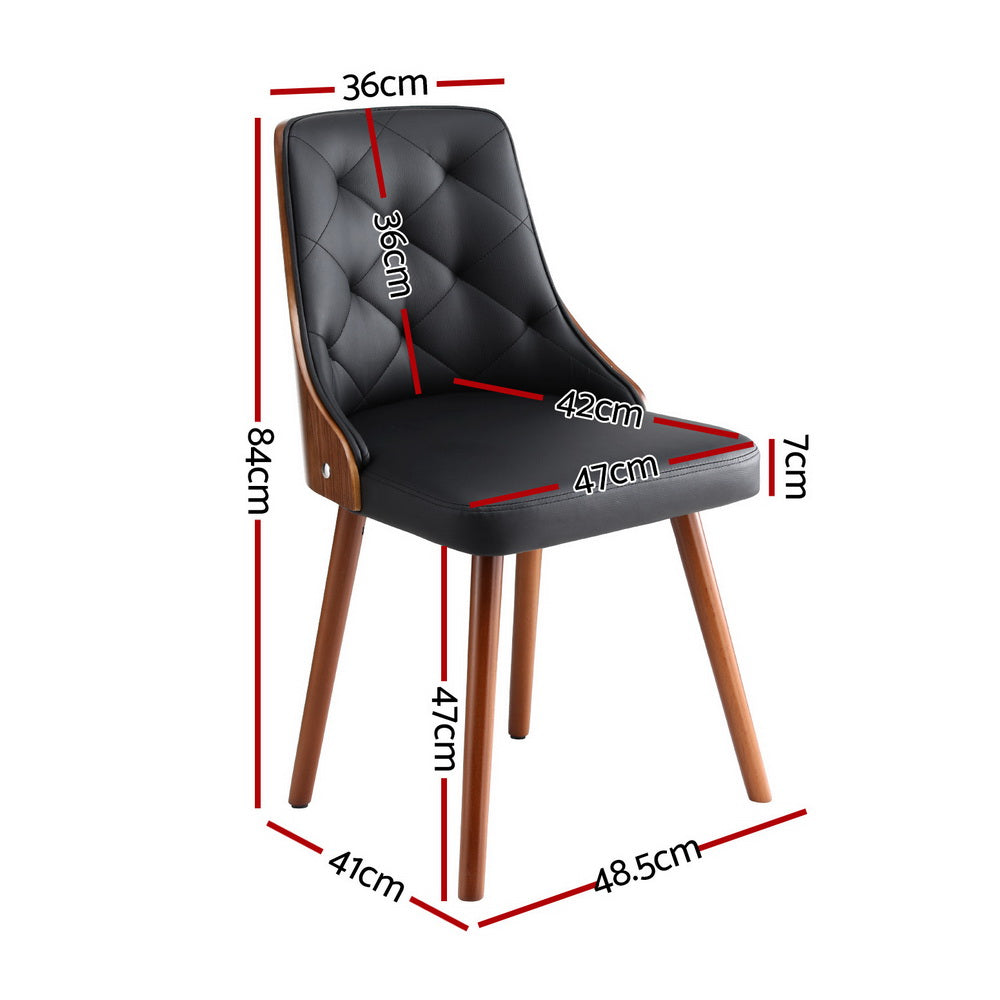 1 Set of 4 Artiss Dining Chairs Black PU - Image 2