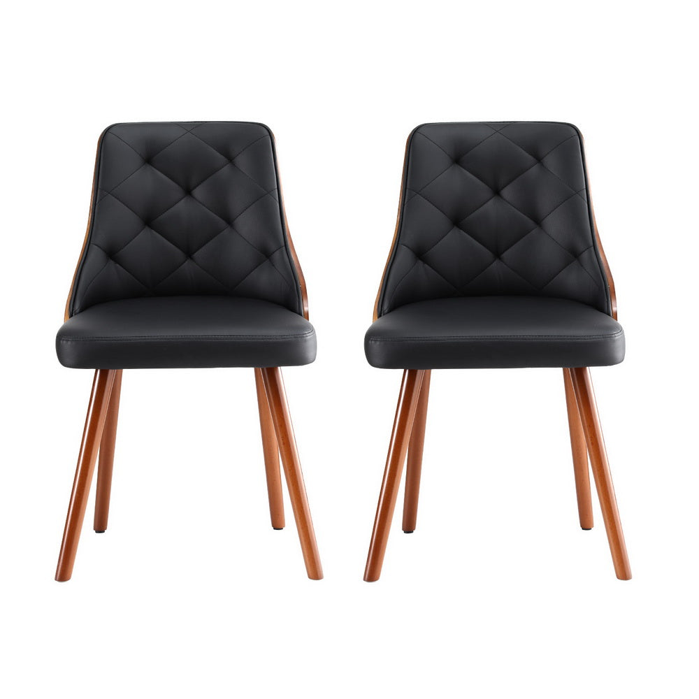 1 Set of 4 Artiss Dining Chairs Black PU - Image 3