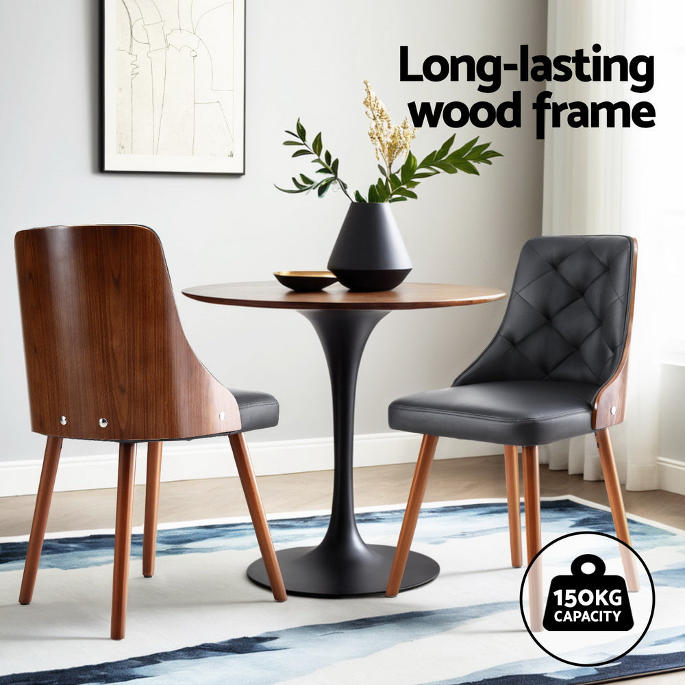 1 Set of 4 Artiss Dining Chairs Black PU - Image 4
