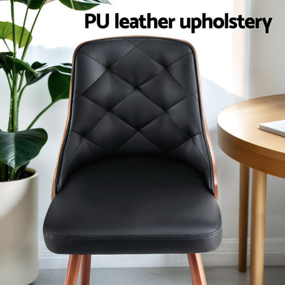 1 Set of 4 Artiss Dining Chairs Black PU - Image 5