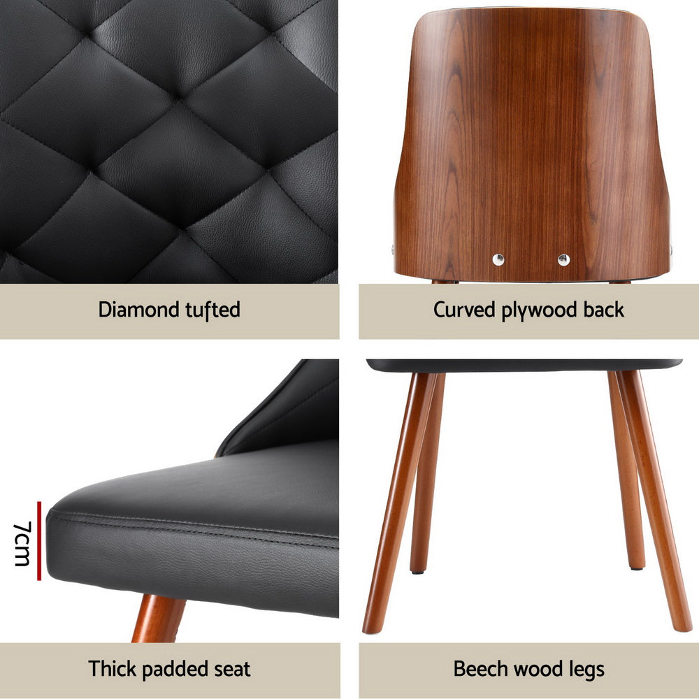 1 Set of 4 Artiss Dining Chairs Black PU - Image 6