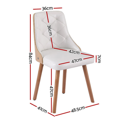 1 Set of 4 Artiss Dining Chairs White PU - Image 2