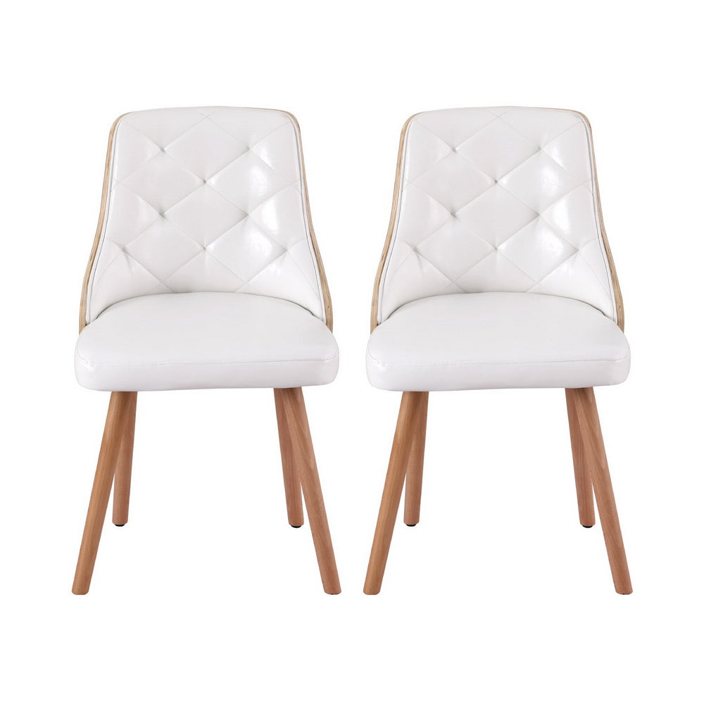 1 Set of 4 Artiss Dining Chairs White PU - Image 3