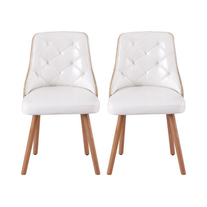 1 Set of 4 Artiss Dining Chairs White PU - Image 3