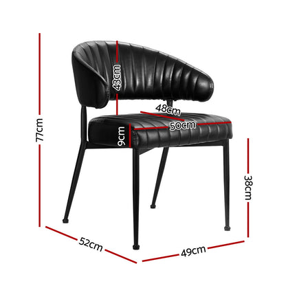 Artiss Dining Chairs Set of 4 Leather Hollow Armchair Black - Image 2