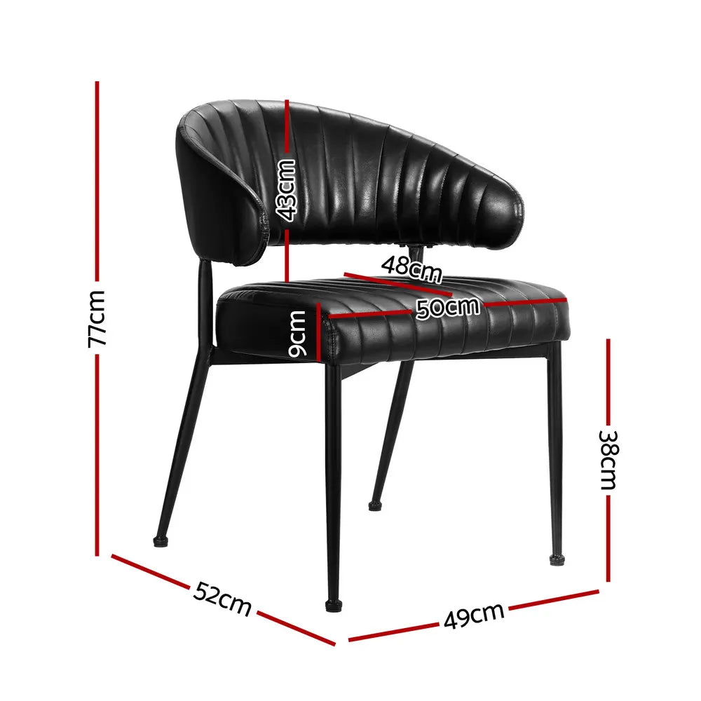 Artiss Dining Chairs Set of 4 Leather Hollow Armchair Black - Image 2