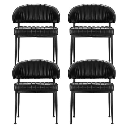 Artiss Dining Chairs Set of 4 Leather Hollow Armchair Black - Image 3
