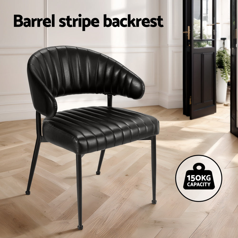 Artiss Dining Chairs Set of 4 Leather Hollow Armchair Black - Image 4
