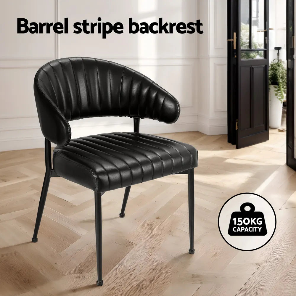 Artiss Dining Chairs Set of 4 Leather Hollow Armchair Black - Image 4