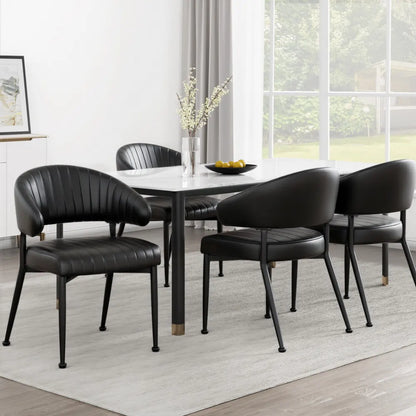 Artiss Dining Chairs Set of 4 Leather Hollow Armchair Black - Image 7