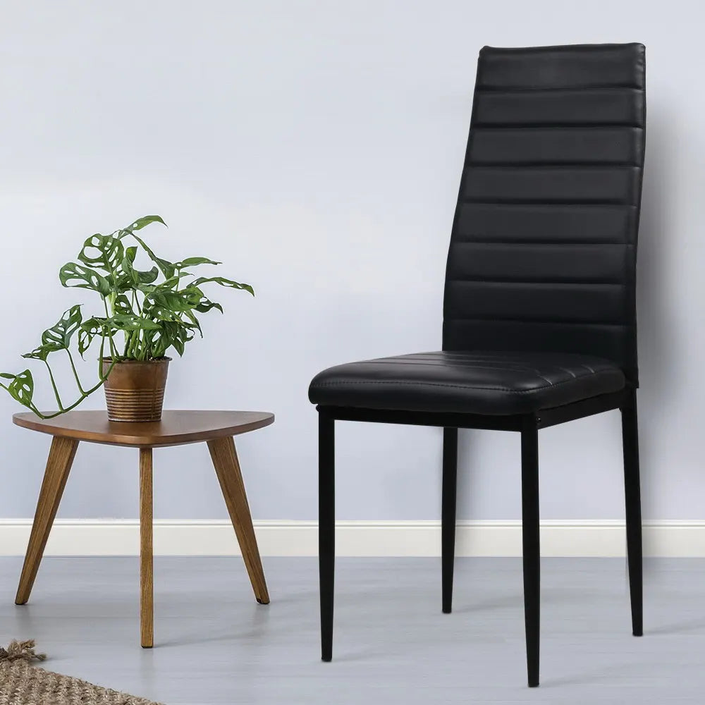 Artiss Dining Chairs Set of 4 Leather Channel Tufted Black - Image 8