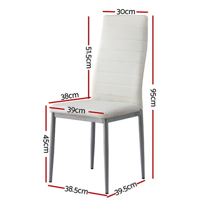 Artiss Dining Chairs Set of 4 Leather Channel Tufted White - Image 2