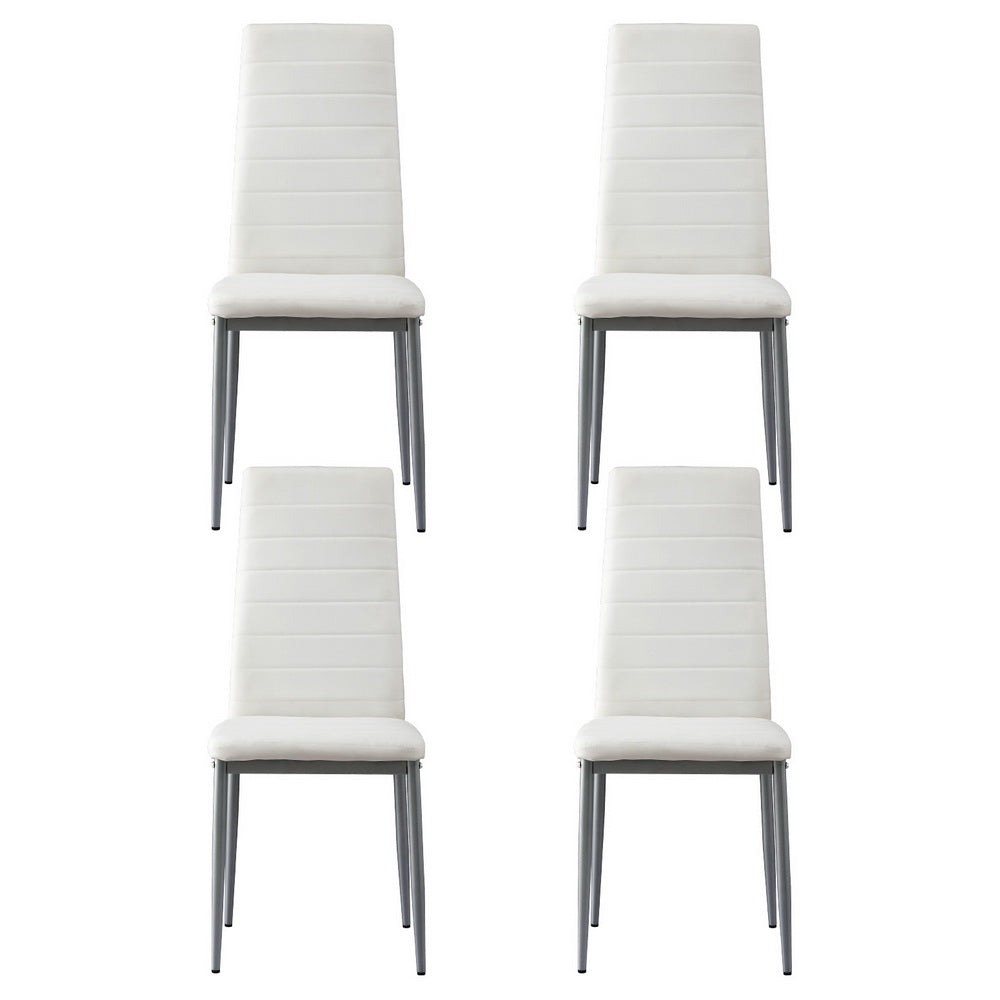 Artiss Dining Chairs Set of 4 Leather Channel Tufted White - Image 3