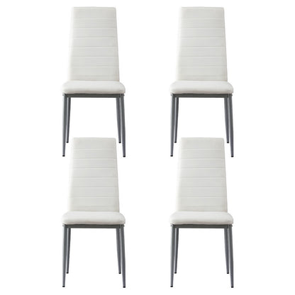 Artiss Dining Chairs Set of 4 Leather Channel Tufted White - Image 3
