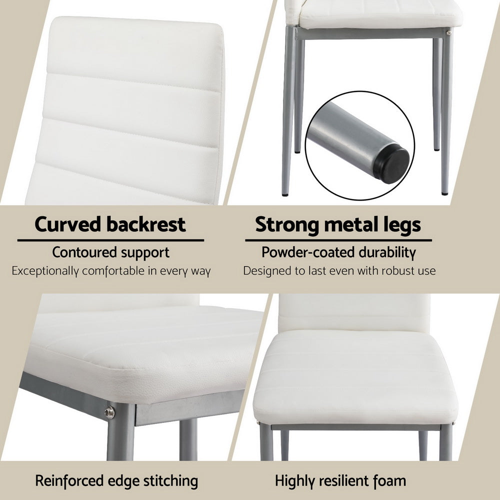 Artiss Dining Chairs Set of 4 Leather Channel Tufted White - Image 6