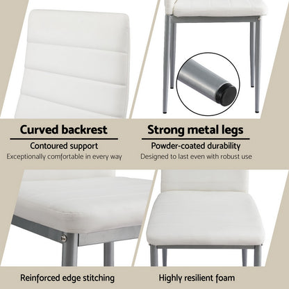 Artiss Dining Chairs Set of 4 Leather Channel Tufted White - Image 6